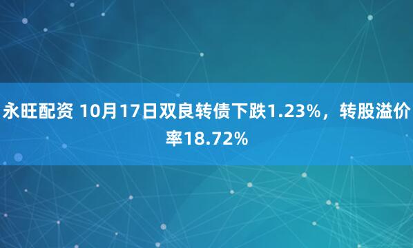 永旺配资 10月17日双良转债下跌1.23%，转股溢价率18.72%